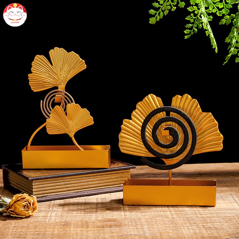 Mosquito Coil Holder Ginkgo Leaf Summer Day Iron Mosquito Repellent Incenses Rack Plate Indoor Home Decoration