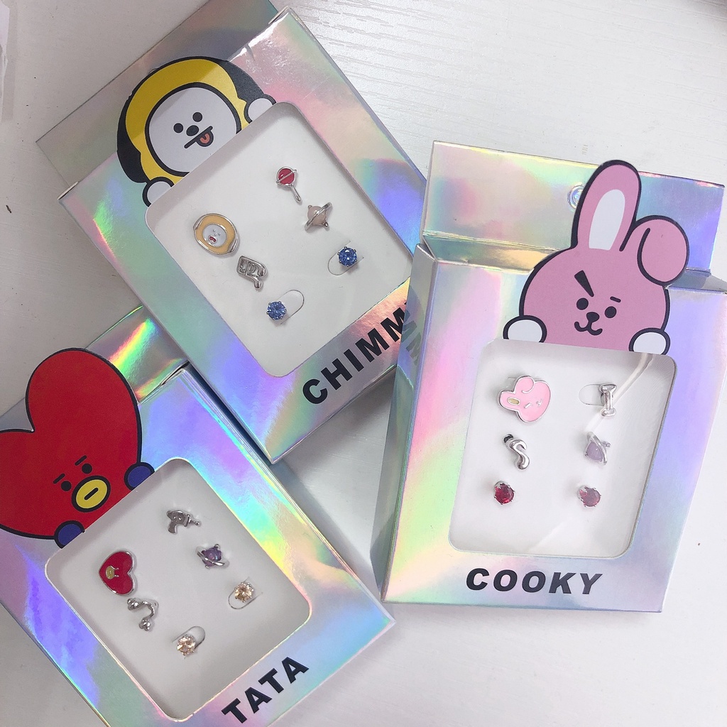 Bộ Sáu Chiếc Bông Tai Hoạt Hình BTS Bangtan Boys RJ Baby Series