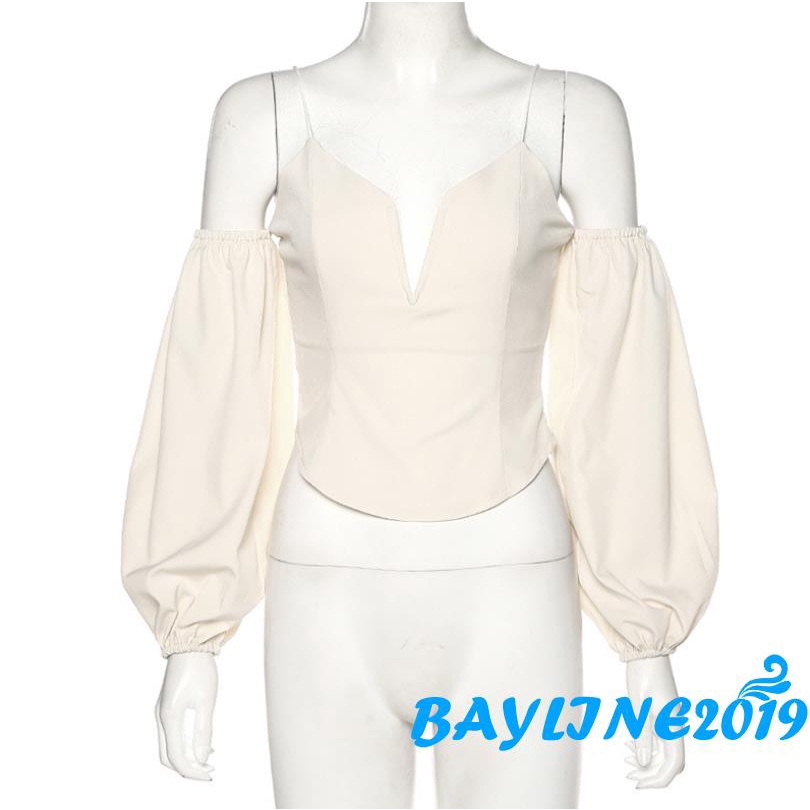 Áo Lửng Hai Dây Cổ Chữ V Trễ Vai Quyến Rũ Cho Nữ