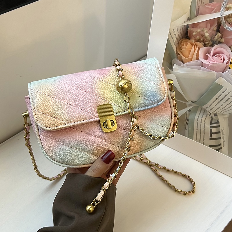 Faya - Túi xách T1156 dáng bầu ombre cầu vồng dây châu sang trọng