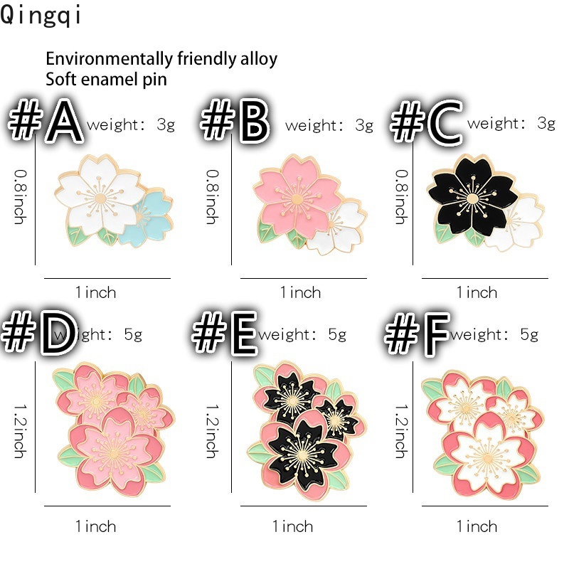 Ghim cài áo MISS ZOE hình hoa anh đào tráng men màu trắng/đen/hồng xinh xắn