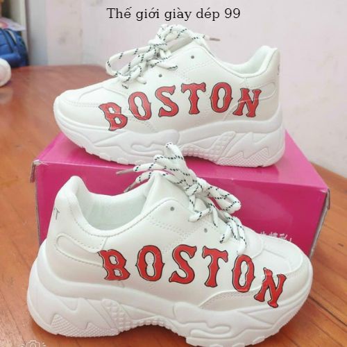 Giày boston - giày thể thao nữ  sneaker  M.L.B.NY  màu trắng và màu be giá rẻ mẫu hot trend năm 2021