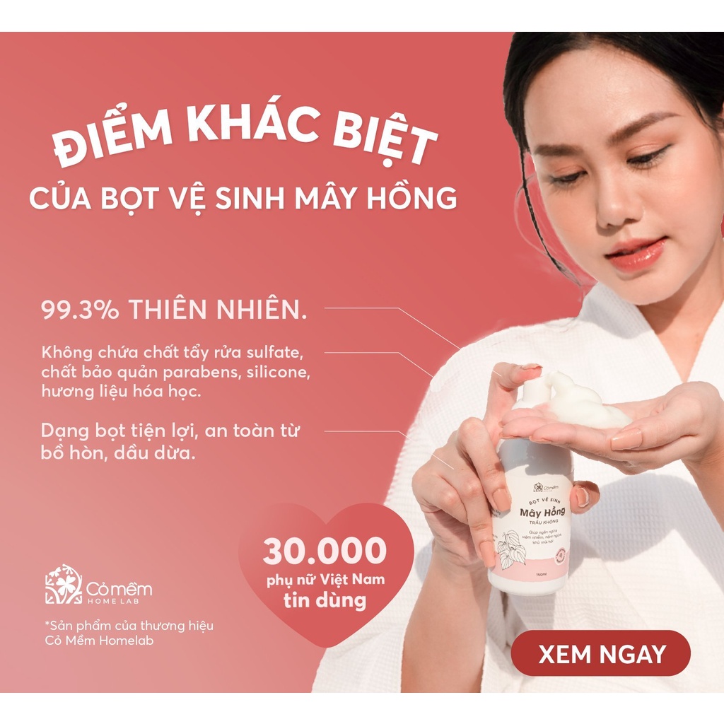 Bọt vệ sinh phụ nữ Mây Hồng An Toàn Thiên Nhiên Cỏ Mềm 150ml