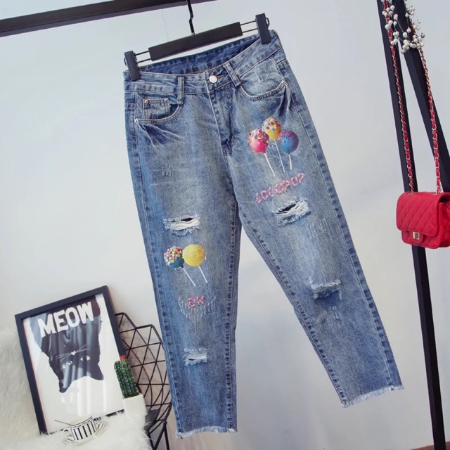 [2018]set áo & quần jean thêu chi tiết ( s ,M,L,XL)