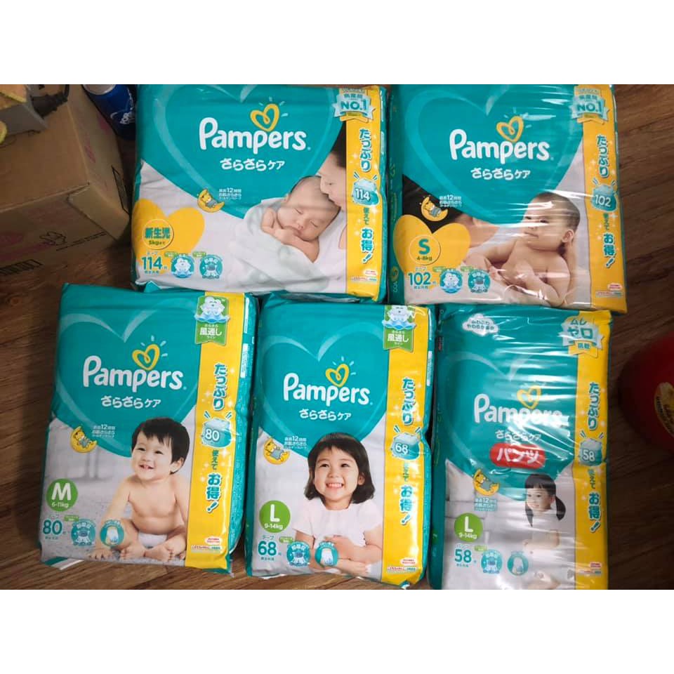 Bỉm Pampers nội địa Nhật dán/quần đủ size NB96, S102, M80D, M74Q, L60D, L58Q, XL50Q, XXL36Q