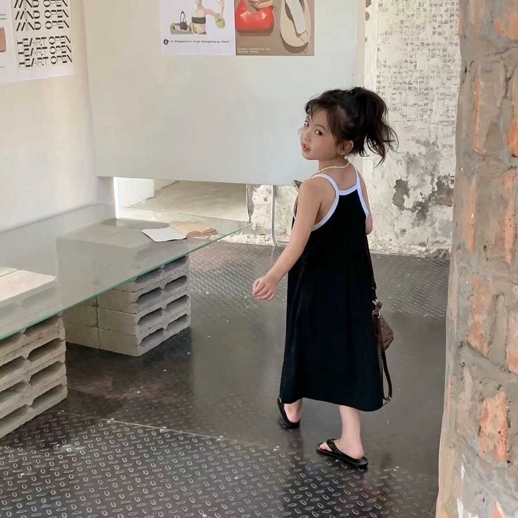 Đầm Hai Dây In Họa Tiết Thời Trang Mùa Hè Cho Bé Gái