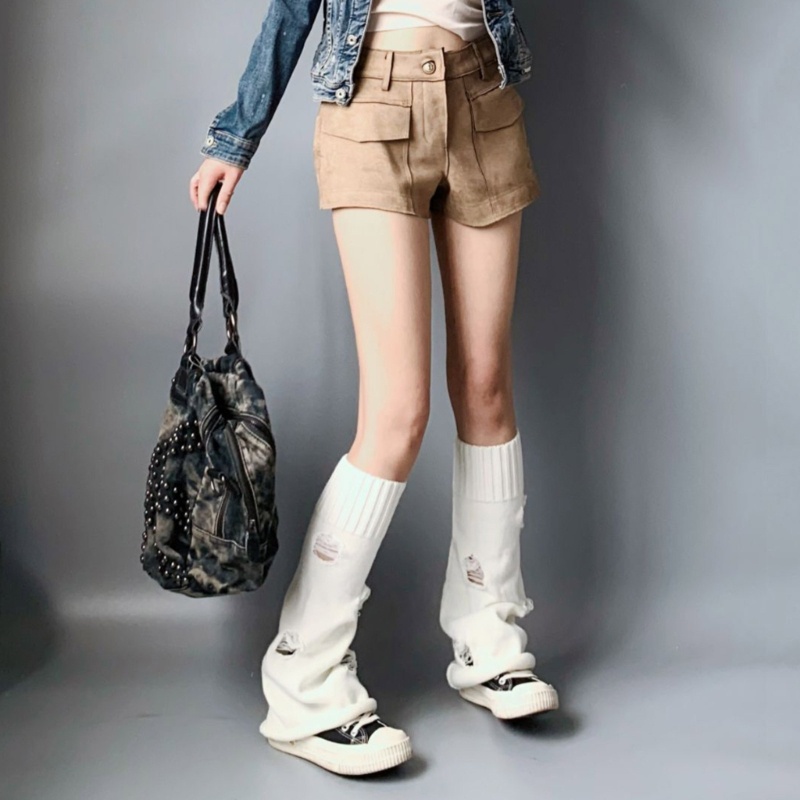 Xiangbao Vớ Cao Qua Gối Màu Trơn Rách Gối Phong Cách Punk Lolita Nhật Bản Giữ Ấm Cho Nữ