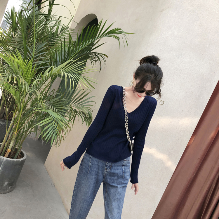 Áo dệt kim dáng rộng cổ chữ V tay dài thời trang mùa thu 2020 phong cách Hàn Quốc nữ tính thanh lịch | BigBuy360 - bigbuy360.vn