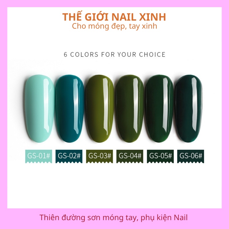 Sơn móng tay gel AS dùng máy hơ tone màu xanh lá cây xanh rêu mã GS 15ml