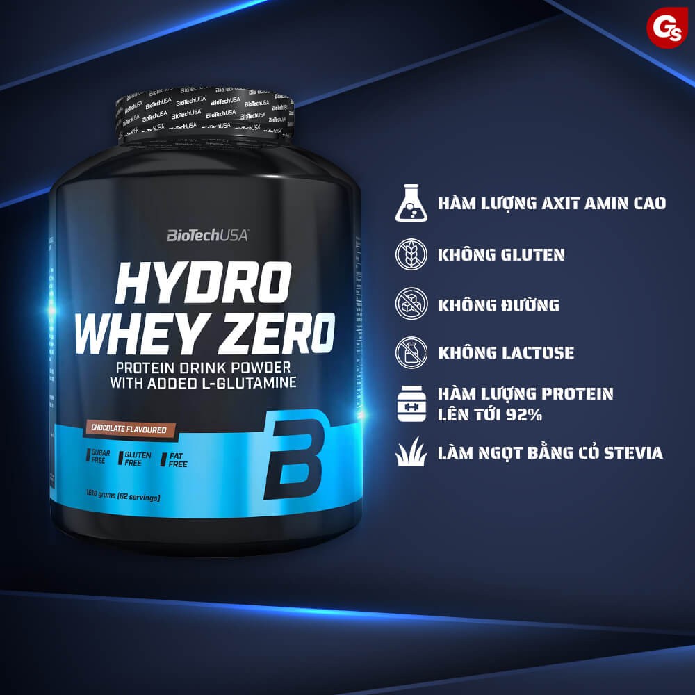 Sữa tăng cơ BiotechUSA Hydro Whey Zero 4 Lbs  nhập khẩu Mỹ - Gymstore tăng sinh nhiệt, giảm mỡ