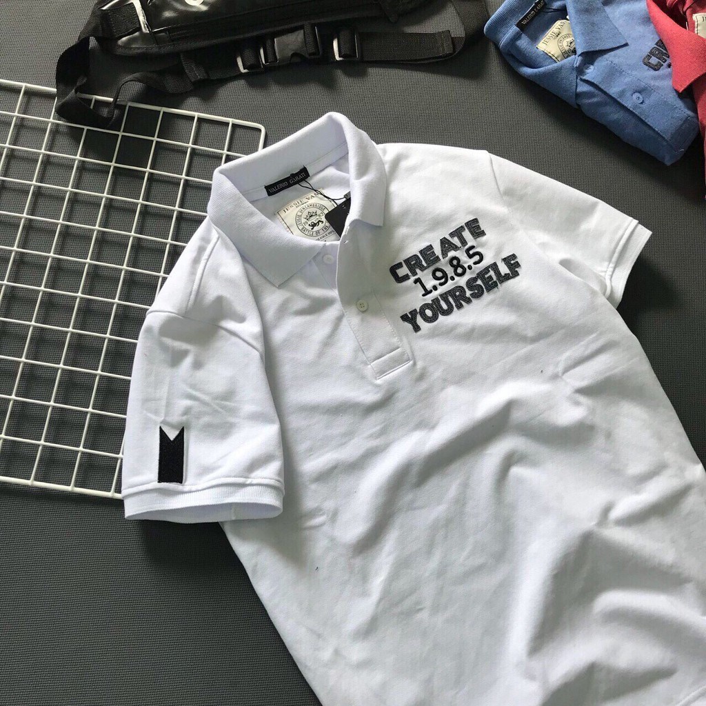 ÁO THUN NGẮN TAY NAM CỔ BẺ THÊU CHỮ THỜI TRANG [ảnh thật] - STD072