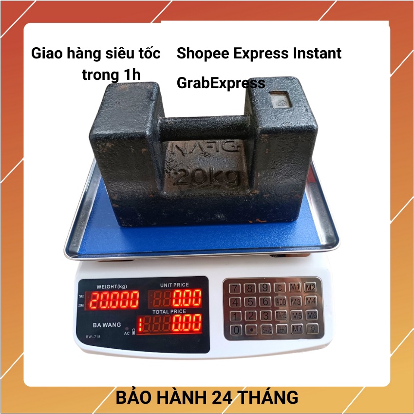 [ BH 24T] Cân điện tử tính tiền chống nước BAWANG-(30kg/0,5) được làm bằng inox không gỉ dùng cho cân hải sản,tôm,cua,cá