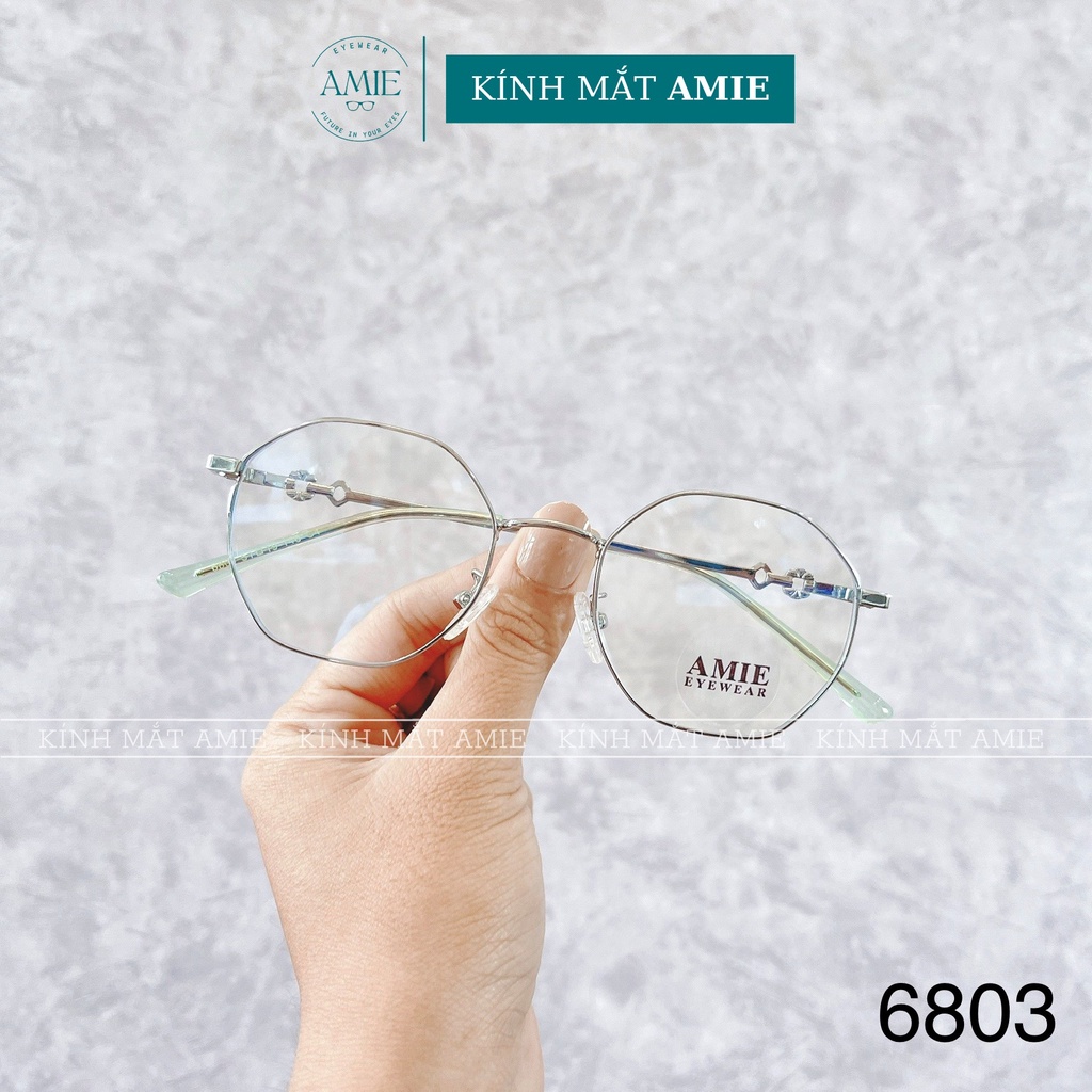Gọng kính mắt cận tròn AMIE Eyewear chất liệu kim loại thanh mảnh màu sắc thời trang nữ 6803