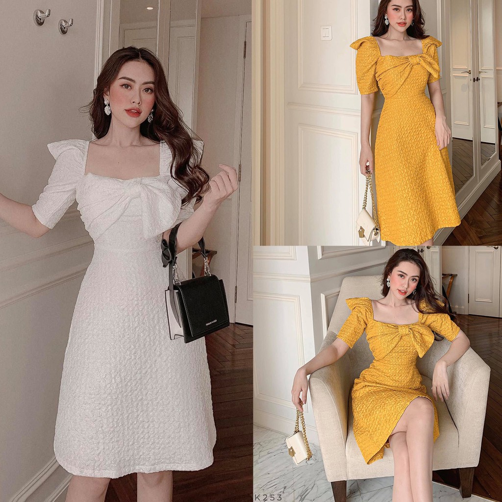 ĐẦM SUÔNG NHẸ TIỂU THƯ TAY BỒNG NƠ NGỰC QUÁ XUẤT SẮC ĐI TIỆC SIÊU SANG SIÊU XINH - QANU331