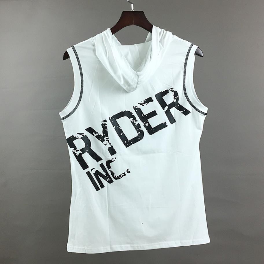 Áo Tank Top Tập Gym Nam Có Mũ Ryder Vải Cotton 100%  ཾ ྇