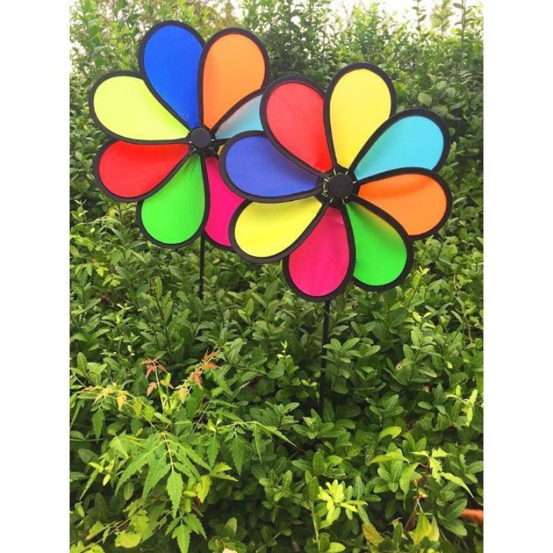 [50 cm loại 1] Chong chóng vải cầu vồng 2 tầng 8 cánh tặng kèm keo 502 - đường kính 50 cm