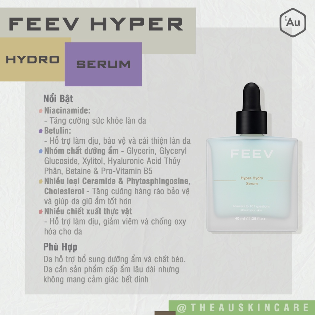 Serum Dưỡng Ẩm Toàn Diện, Hỗ Trợ Củng Cố Hàng Bảo Vệ Da | FEEV Hyper-Hydro Serum 40ML