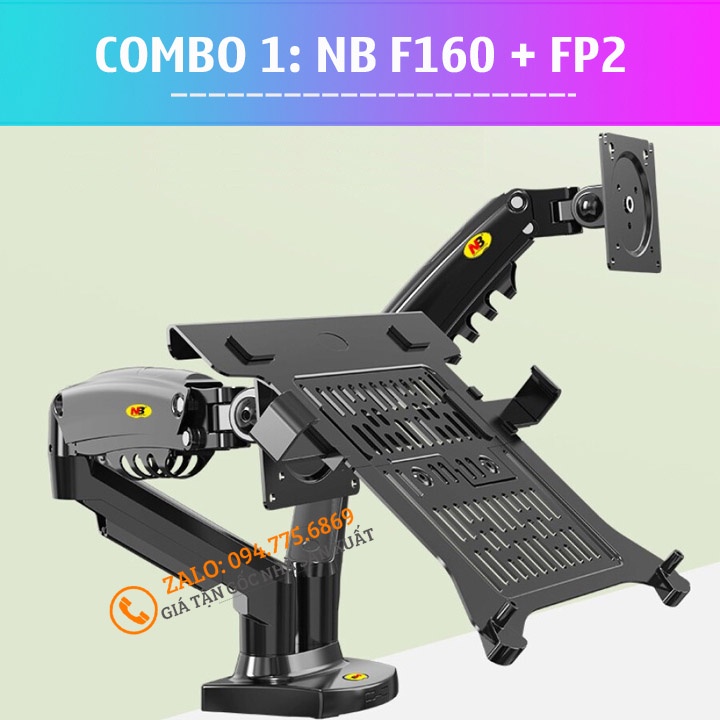 [ COMBO F195A H180 F160 + NB FP2 ] Giá Đỡ , Kẹp Latop - Máy Tính Bảng 10 - 17 Inch / Giá Treo Màn Hình 22 - 32 Inch