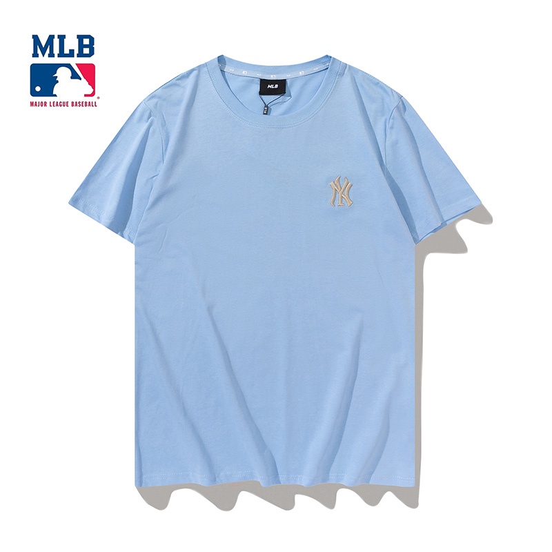 Mlb Áo Thun Tay Ngắn Thêu Họa Tiết Ba Chiều Đơn Giản Cổ Điển Thời Trang Cho Cặp Đôi