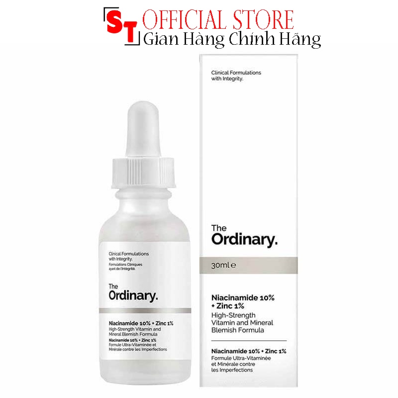 Tinh Chất The Ordinary Niacinamide 10% + Zinc 1% Giúp Làm Sáng Da Và Thu Nhỏ Lỗ Chân Lông Serum 30ml