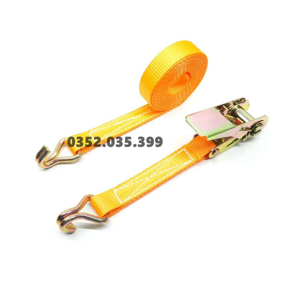 Dây cảo chằng hàng tăng đơ bản 25mm, Có Móc J, dài 1m-8m, tải trọng 1 tấn, chất liệu 100% Polyeter cường lực siêu bền