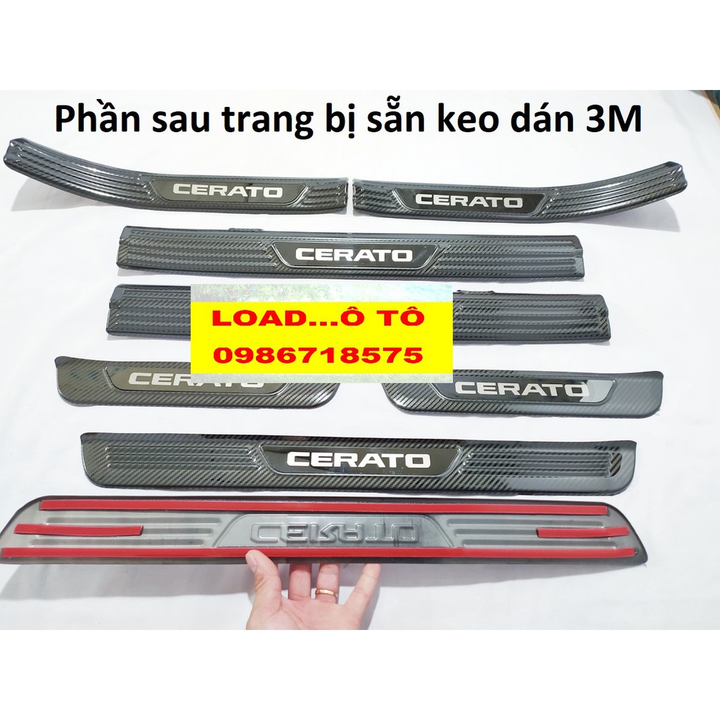 Ốp Bậc Cửa, Nẹp Bước Chân Trong, Ngoài Xe KIA Cerato 2019-2021 Mẫu Vân Carbon Cao Cấp Nhất Thị Trường