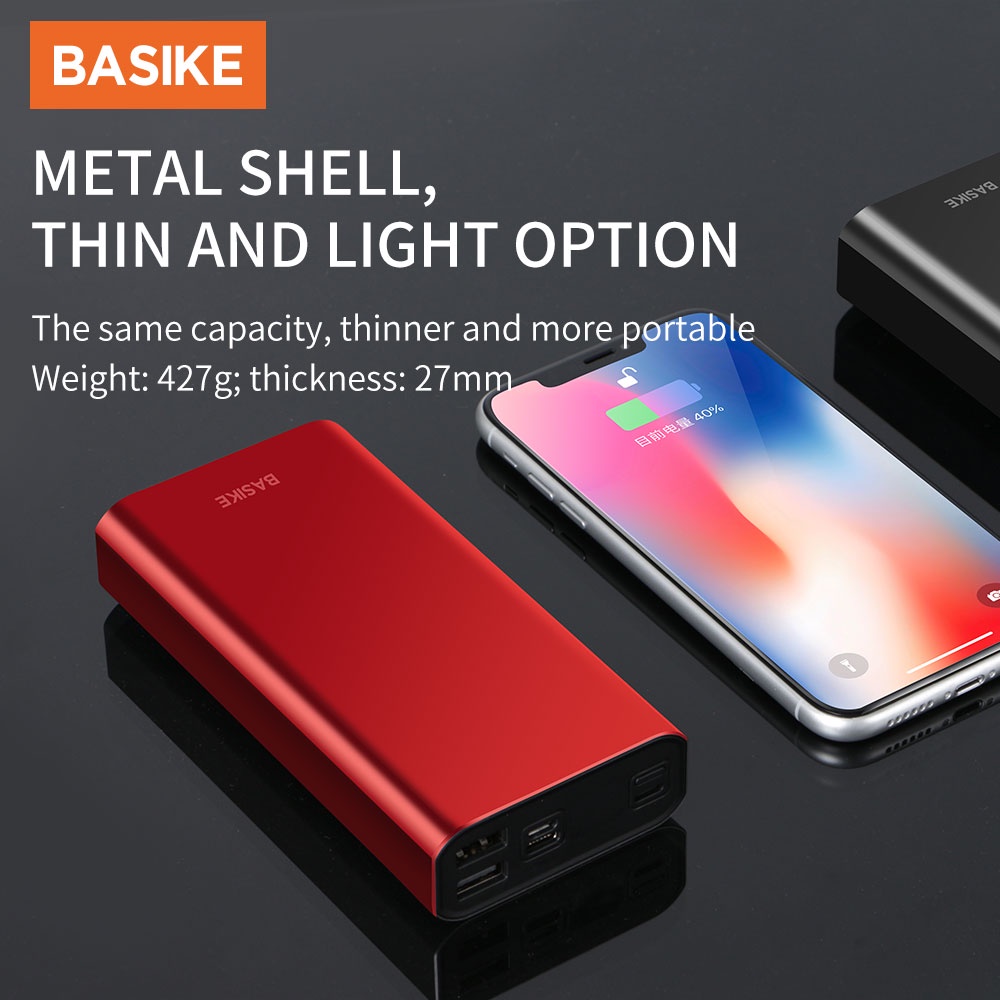 Sạc Dự Phòng 20000mah BASIKE LED Màn hình kỹ thuật số thực cho iPhone Huawei Samsung Xiaomi