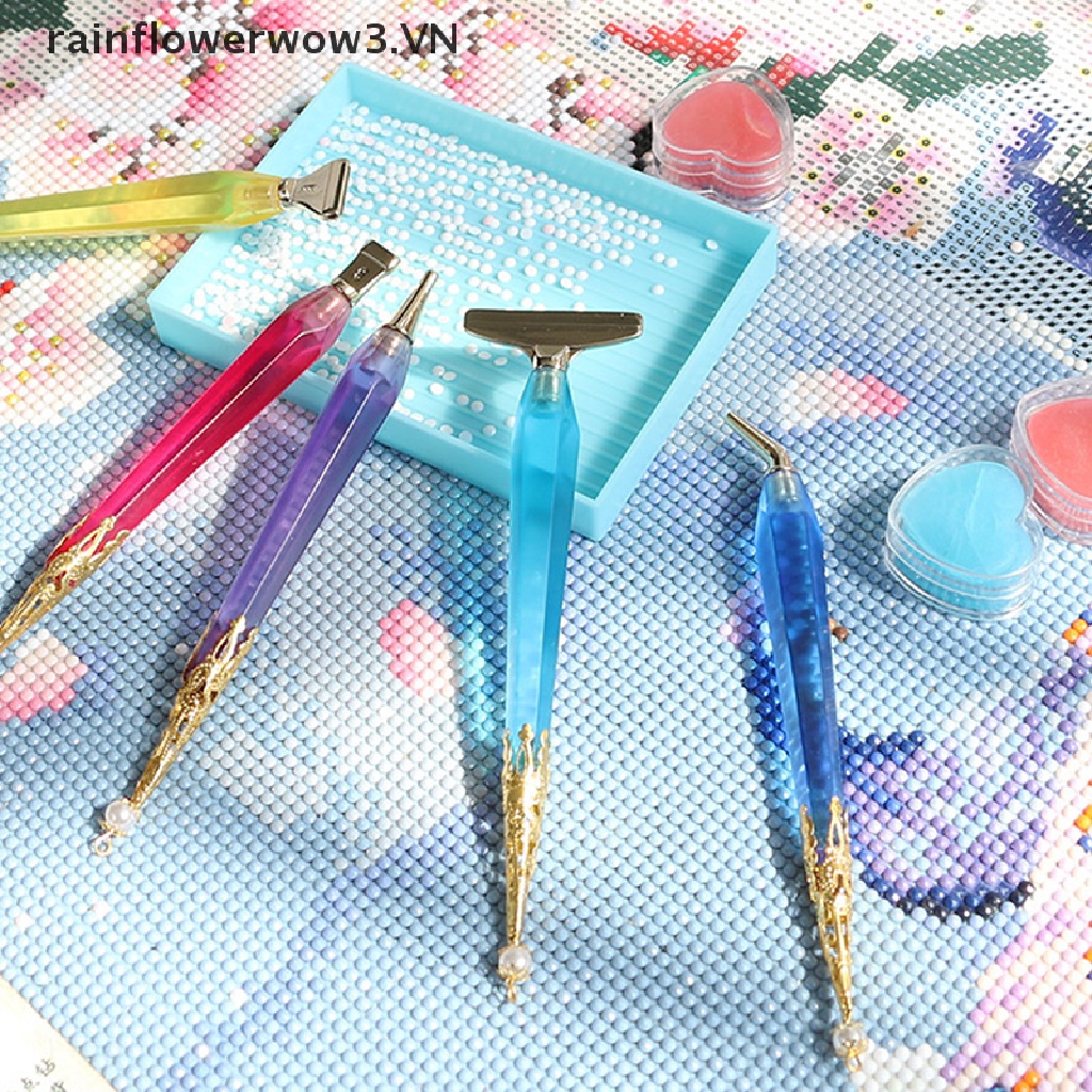 Bút Đính Đá Kèm 6 Đầu Bút Bằng Nhựa Chuyên Dụng Cho Tranh Đính Đá Kim Cương