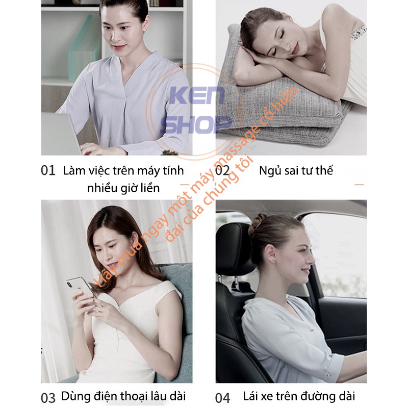 [Freeship + Bảo hành] Máy massage cổ vai gáy PK-718, châm cứu, làm nóng, điều khiển từ xa, 6 chức năng, 18 mức cường độ