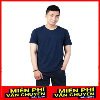 Áo thun trơn nam form rộng phong cách hàn quốc vải poly cotton mịn MÀU XANH ĐEN
