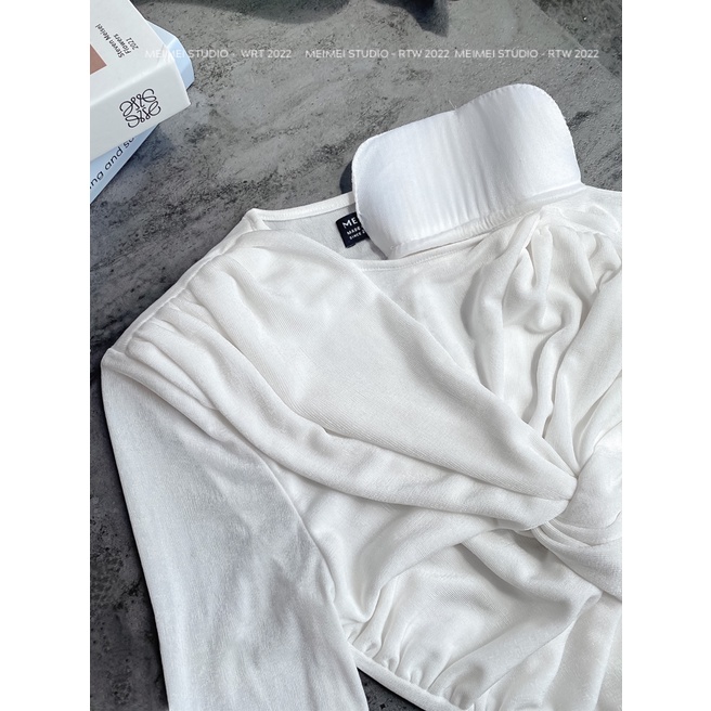 Áo thun Rosie dài tay nhũ xoắn ngực - Chất vải co giãn dáng ôm body tôn dáng | XTA08 | Meimei Studio