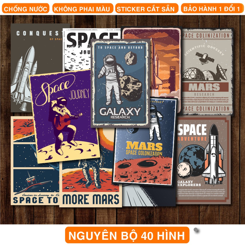 Nguyên bộ 40 Sticker Galaxy dán điện thoại, laptop, nón bảo hiểm, guitar, vali MSP: G04