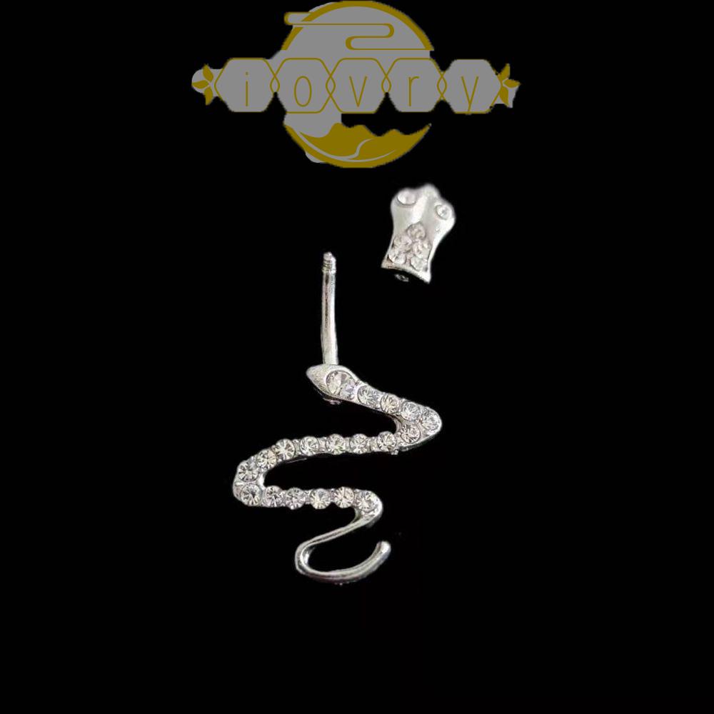 IVORY Women Navel Nail Sweet Vintage Snake Stainless Steel Diamond Zircon Korean Umbilical Ring