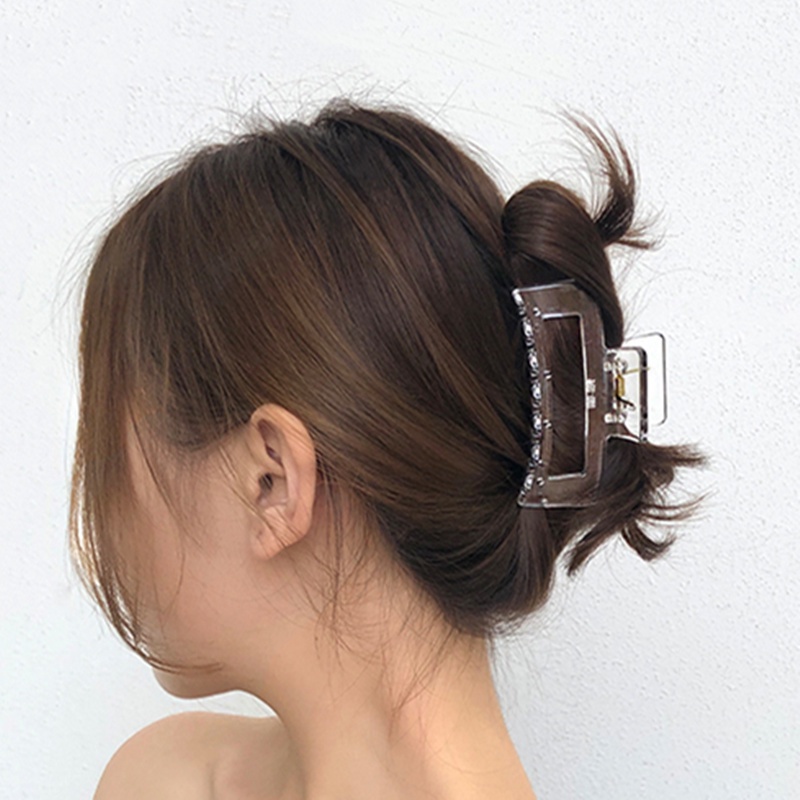1 Kẹp Tóc Nhựa Màu Trong Suốt Chống Trượt Phong Cách Vintage