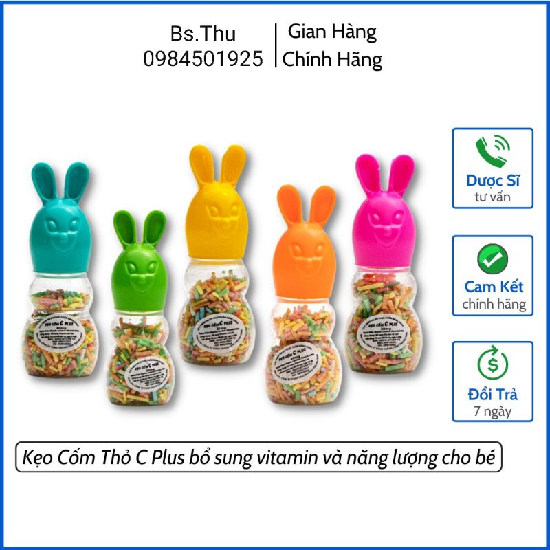 Kẹo Cốm Thỏ C Plus Lọ 20g bổ sung Vitamin và năng lượng cho bé