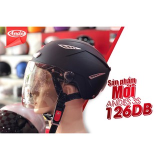 Mũ Bảo Hiểm Nửa Đầu Có Kính Andes 3S126-Nhám #CHÍNH HÃNG