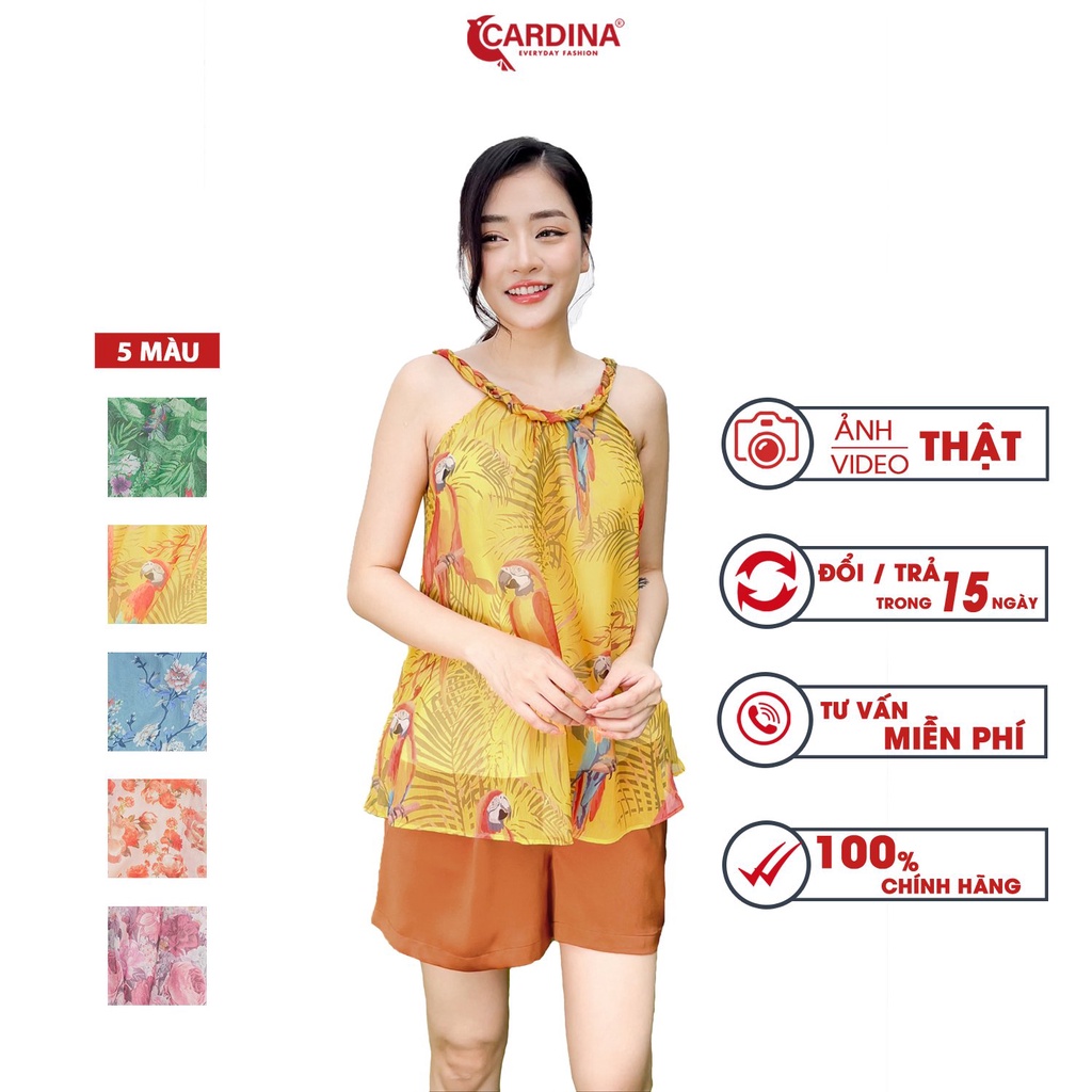 Đồ Bộ Nữ 𝐂𝐀𝐑𝐃𝐈𝐍𝐀 Quần Đùi Chất Lụa Áo Yếm Tơ Nhật Cao Cấp Họa Tiết 2Y05