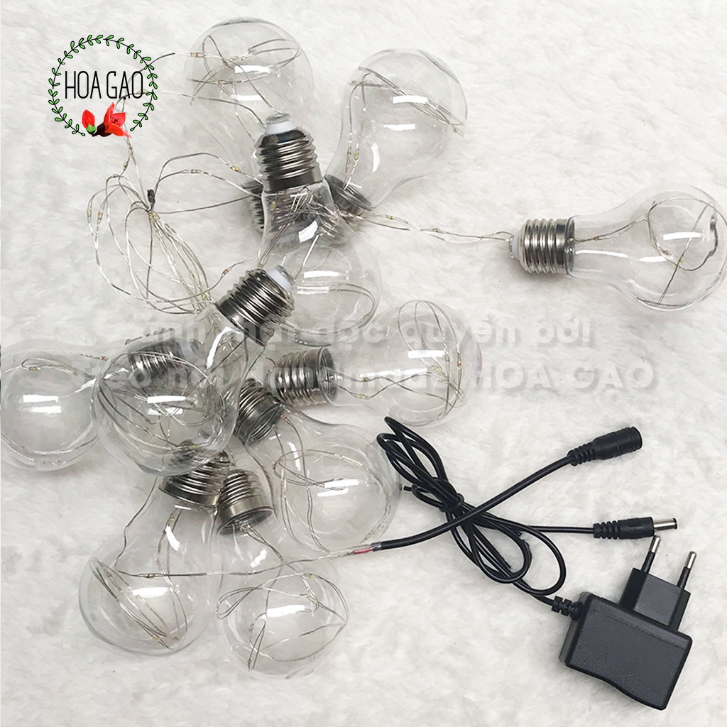 Dây đèn led trang trí phòng ngủ 3m HOA GẠO GDBV đèn hình bóng tròn, hình chai LOẠI TỐT decord, đom đóm chất lượng