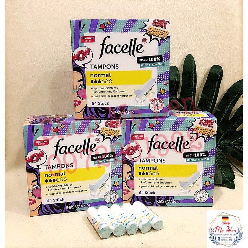 Băng vệ sinh Tampon Facelle size Normal 64 miếng của Đức
