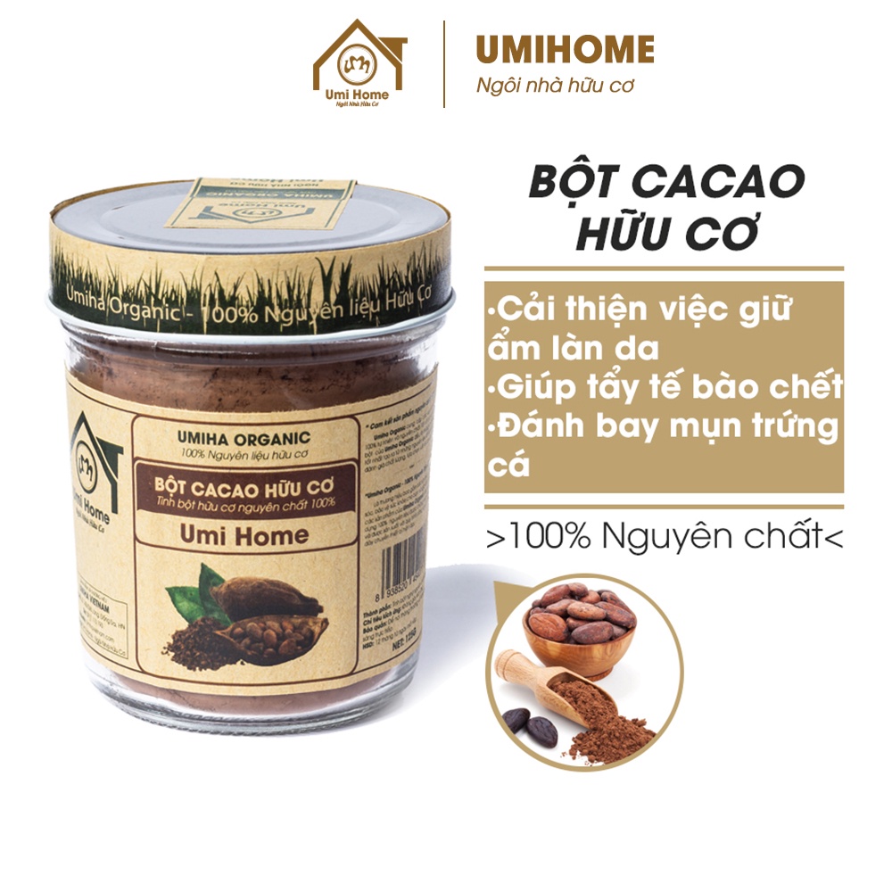 Bột Cacao nguyên chất UMIHOME hữu cơ 135g Uống và đắp mạt nạ dưỡng da