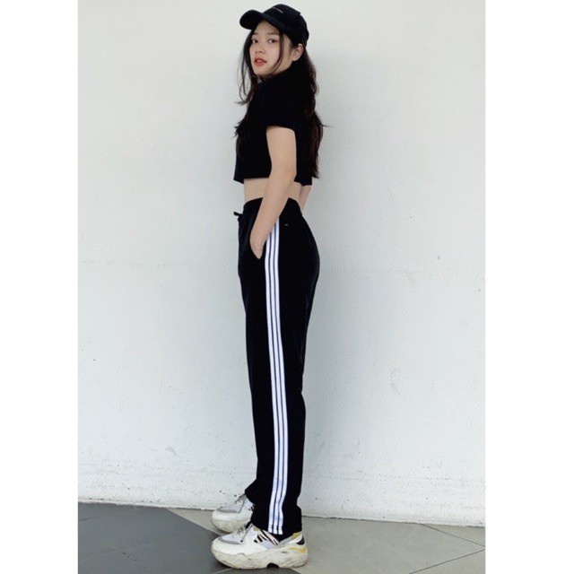 Quần jogger nam nữ thể thao, quần ống suông 2 sọc chất dày dặn, vải cao cấp không xù không nhăn 70kg