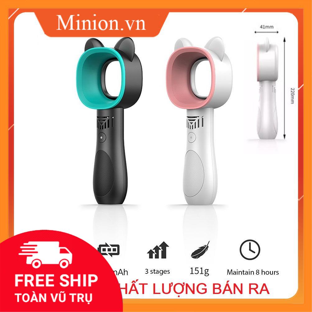 QUẠT KHÔNG CÁNH TAI MÈO - quạt mini cầm tay không cánh 3 tốc độ gió tích hợp cổng sạc