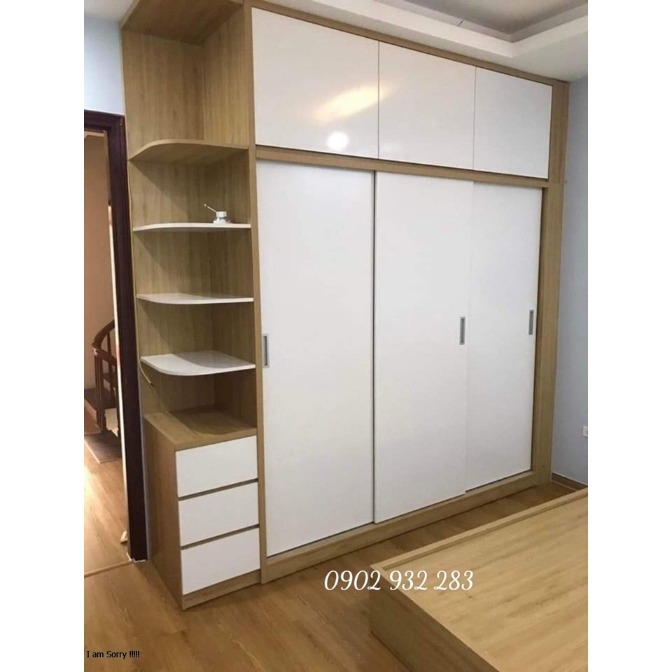Tủ quần áo áo gỗ công nghiệp 2m cao 2m60- Miễn phí giao hàng, lắp đặt tại nhà ở Hồ Chí Minh
