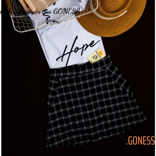 Chân váy Goness kẻ caro màu đen dáng chữ A QV441 | BigBuy360 - bigbuy360.vn