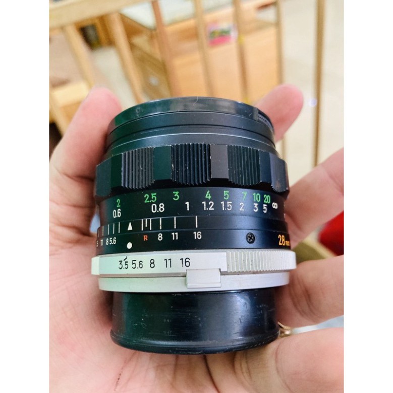 Lens góc rộng Minolta MC 28f3.5 ngàm MD, Lens Minolta 28mm f3.5 dùng cho SRT101, SRT Super, SR505, X700, X500...