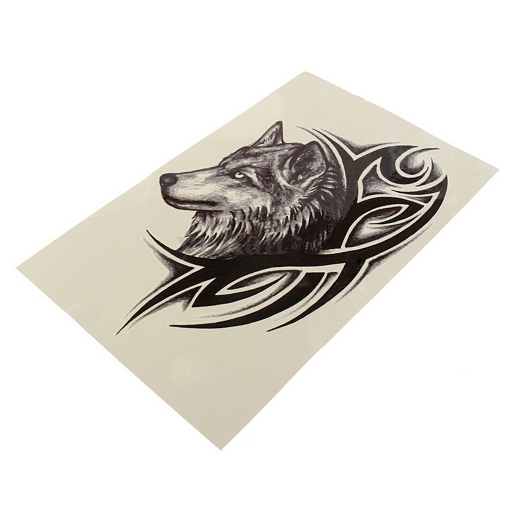 Hình xăm dán chống nước thiết kế đầu sói độc đáo