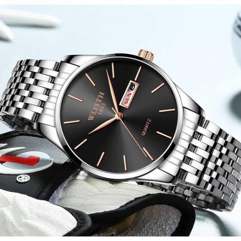 Đồng hồ nam cao cấp dây thép hiệu Wlisth chính hãng