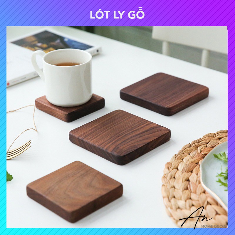 Lót ly cốc gỗ tự nhiên 8,8cm