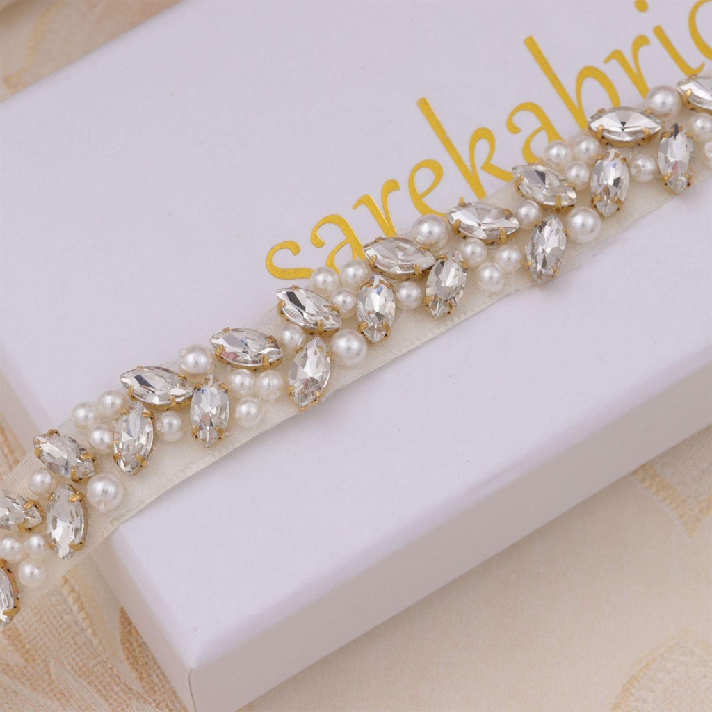 Dây Thắt Lưng Kết Hạt Ngọc Trai Cho Cô Dâu