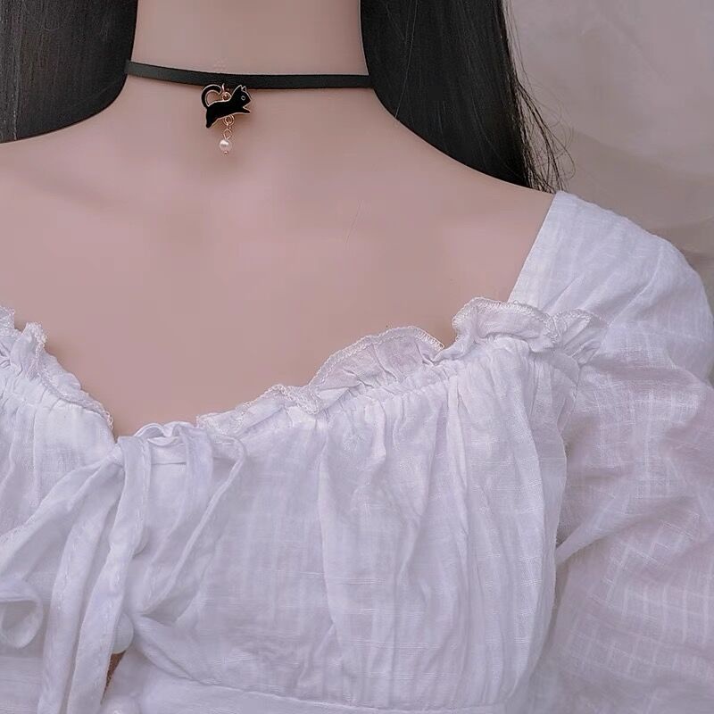 Choker Dây Nhung Đen Mặt Mèo